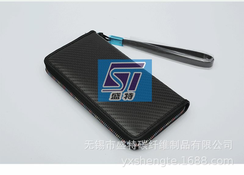 男女式长款碳纤维皮革钱包 多卡位钱夹 支持定制